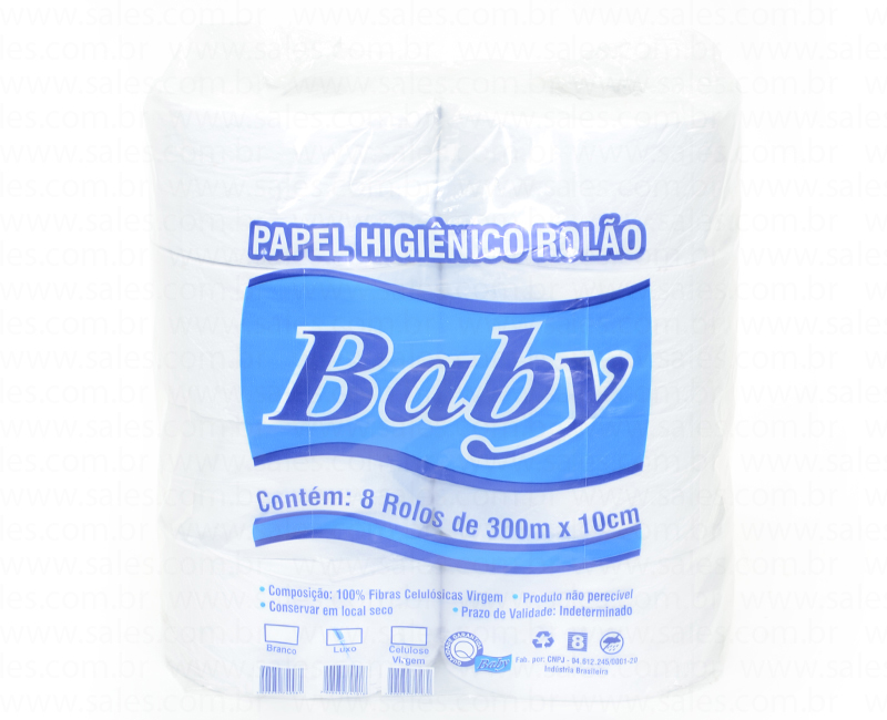 PAPEL HIGIÊNICO ROLÃO BABY - FARDO 8 ROLOS DE 300 M